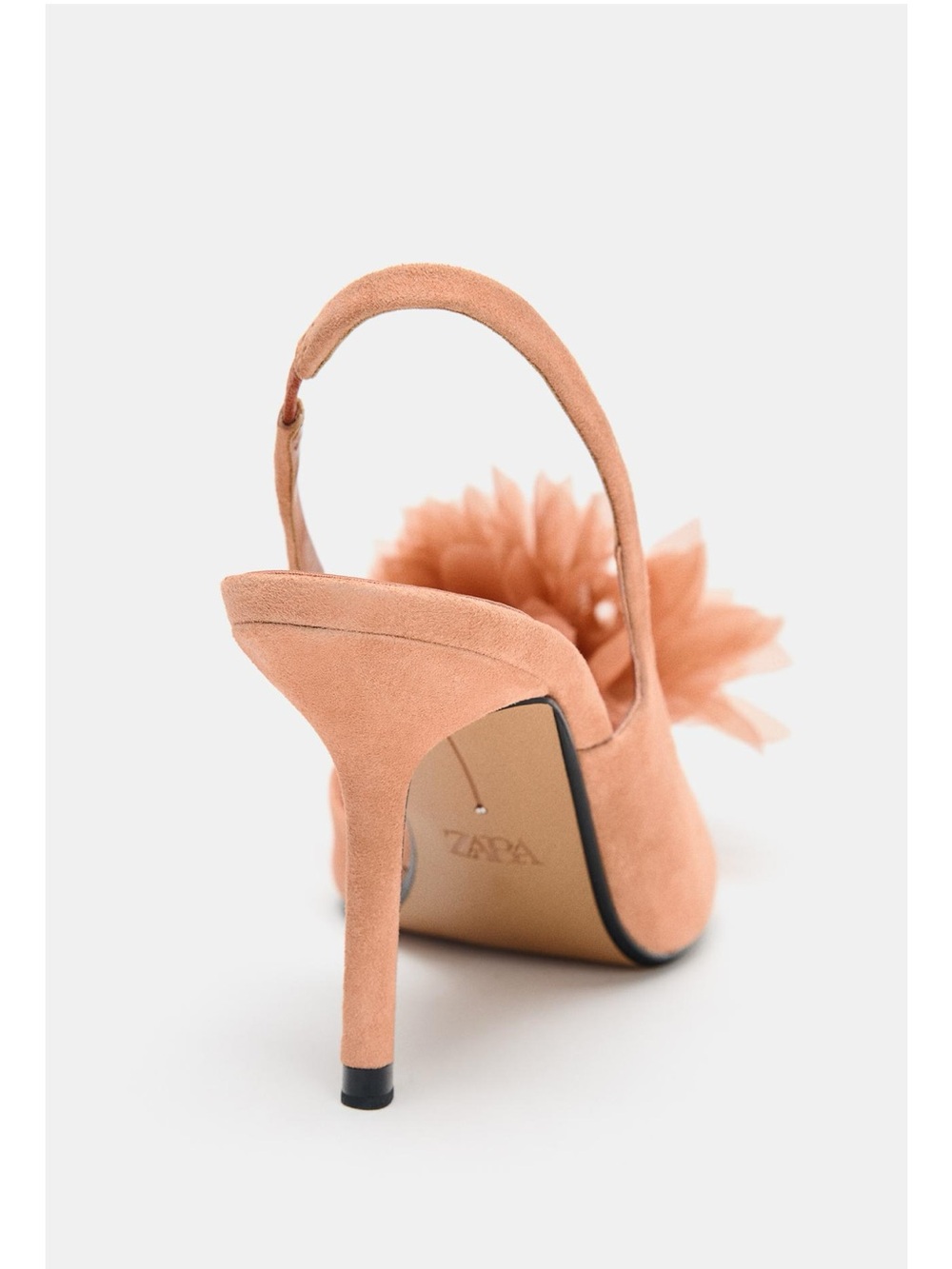 ZARA 100% LEATHER FLORAL SUEDE SLINGBACK HEELS - Picture 3 of 9